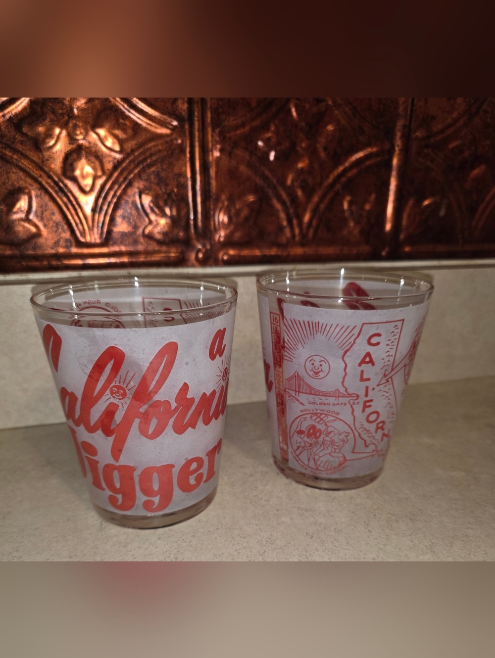California Red Graphic Shot Glasses - Set of 2